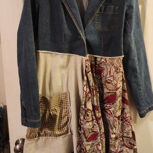 Denim and Patchwork Long Sleeve Jacket